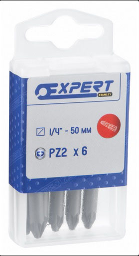 EXPERT E113639 - 1/4” Hex Drive 50mm Pozidriv3 Screw Bits  – 6pc