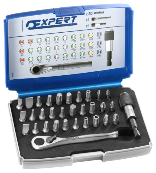 EXPERT E131702 - 1/4” Hex Drive Screw Bits Set + Case 4-5.5-6.5-8mm – 32 Pcs