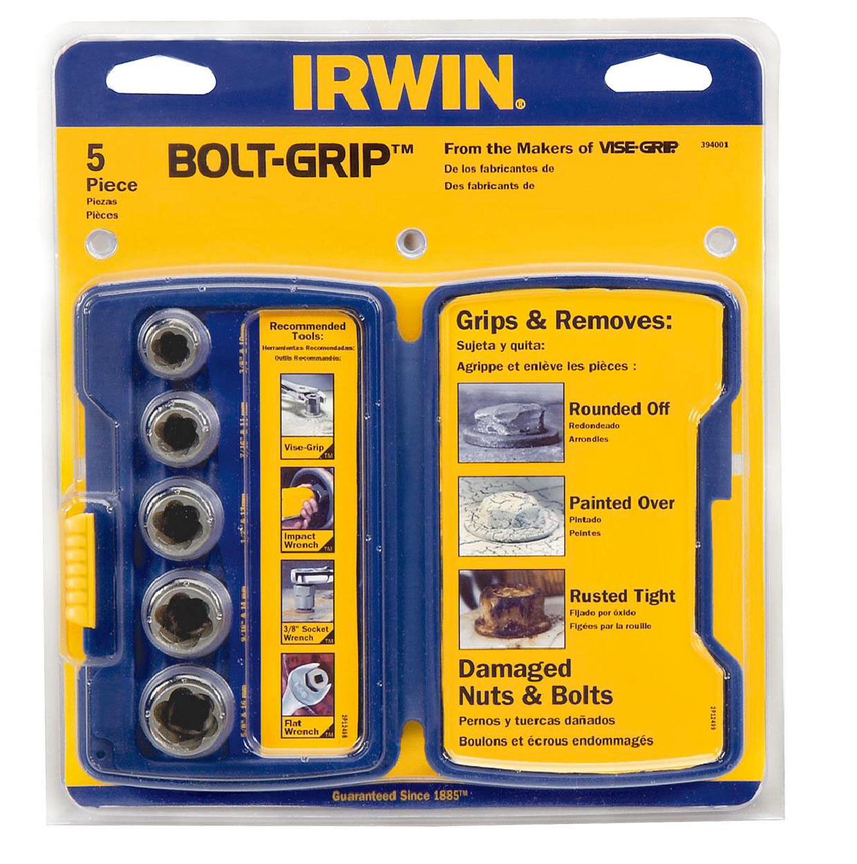 Remove Rusted Rounded-off Stud IRWIN BOLT-GRIP 5-Piece Bolt Screw Extractor Set 