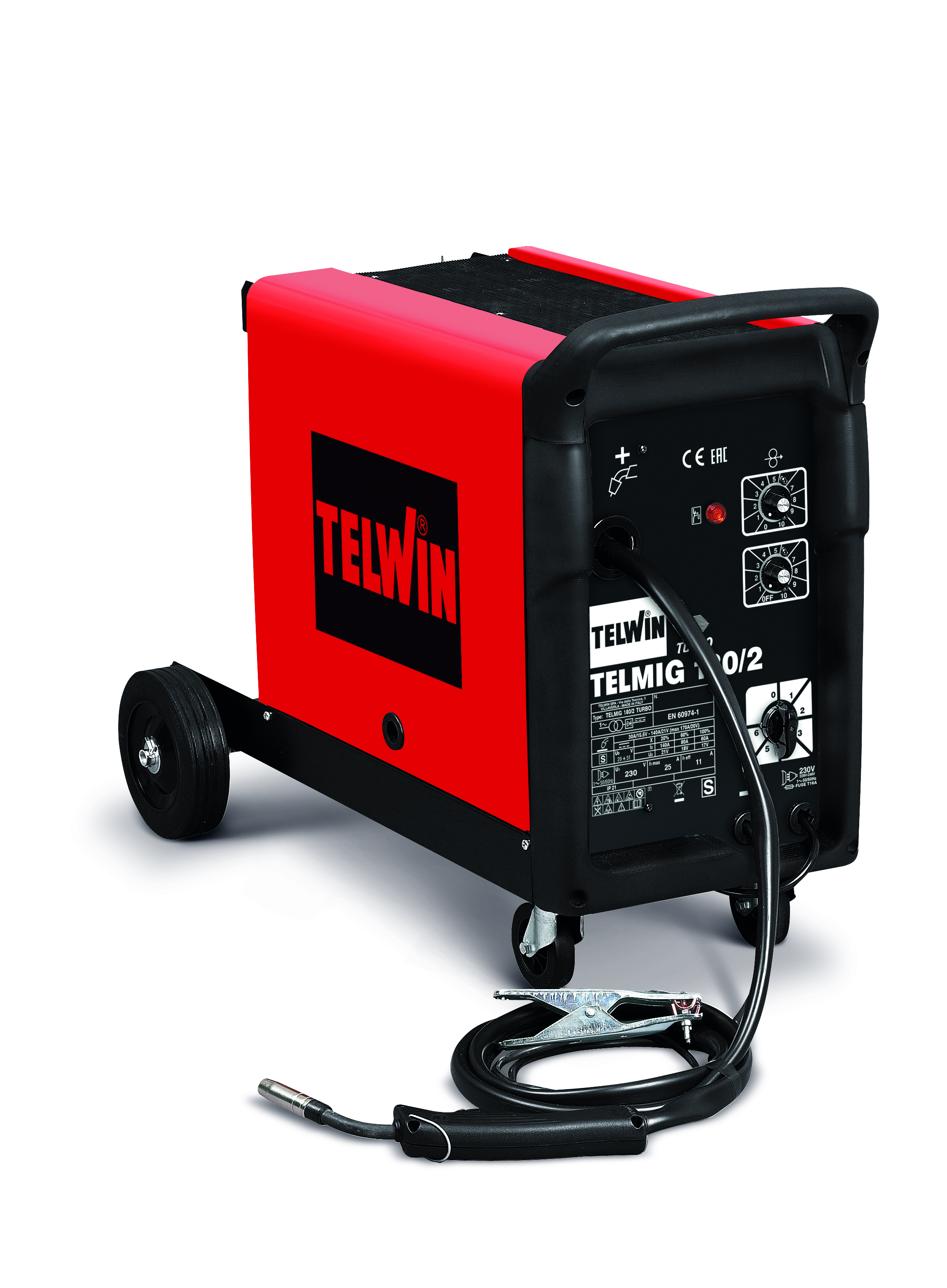 TELWIN 821055 - TELMIG 180/2 TURBO 230V, MIG-MAG welding machine, P-Max(5.2kW)