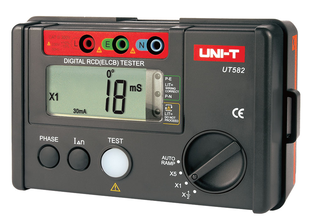 UNI-T UT582 - Digital RCD (ELCB) Tester 10mA/20mA/30mA/100mA/300mA/500mA